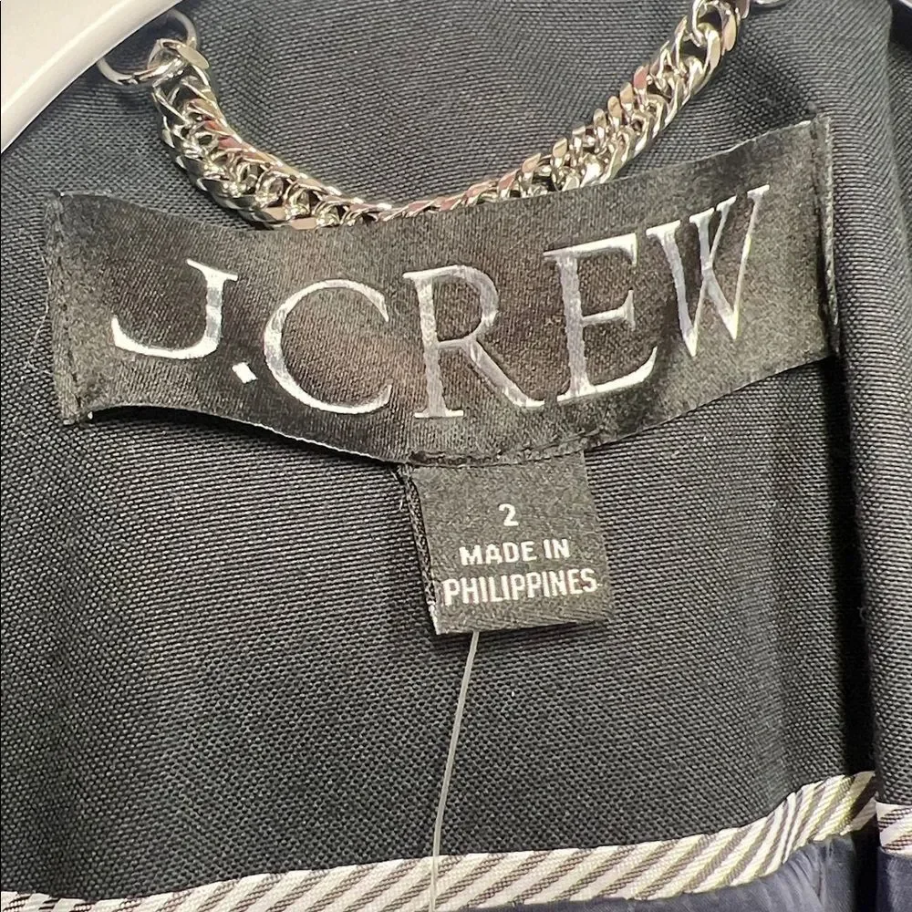 J. Crew Women’s Icon Trench Coat in Black Size 2 Classic Preppy Spring NWT